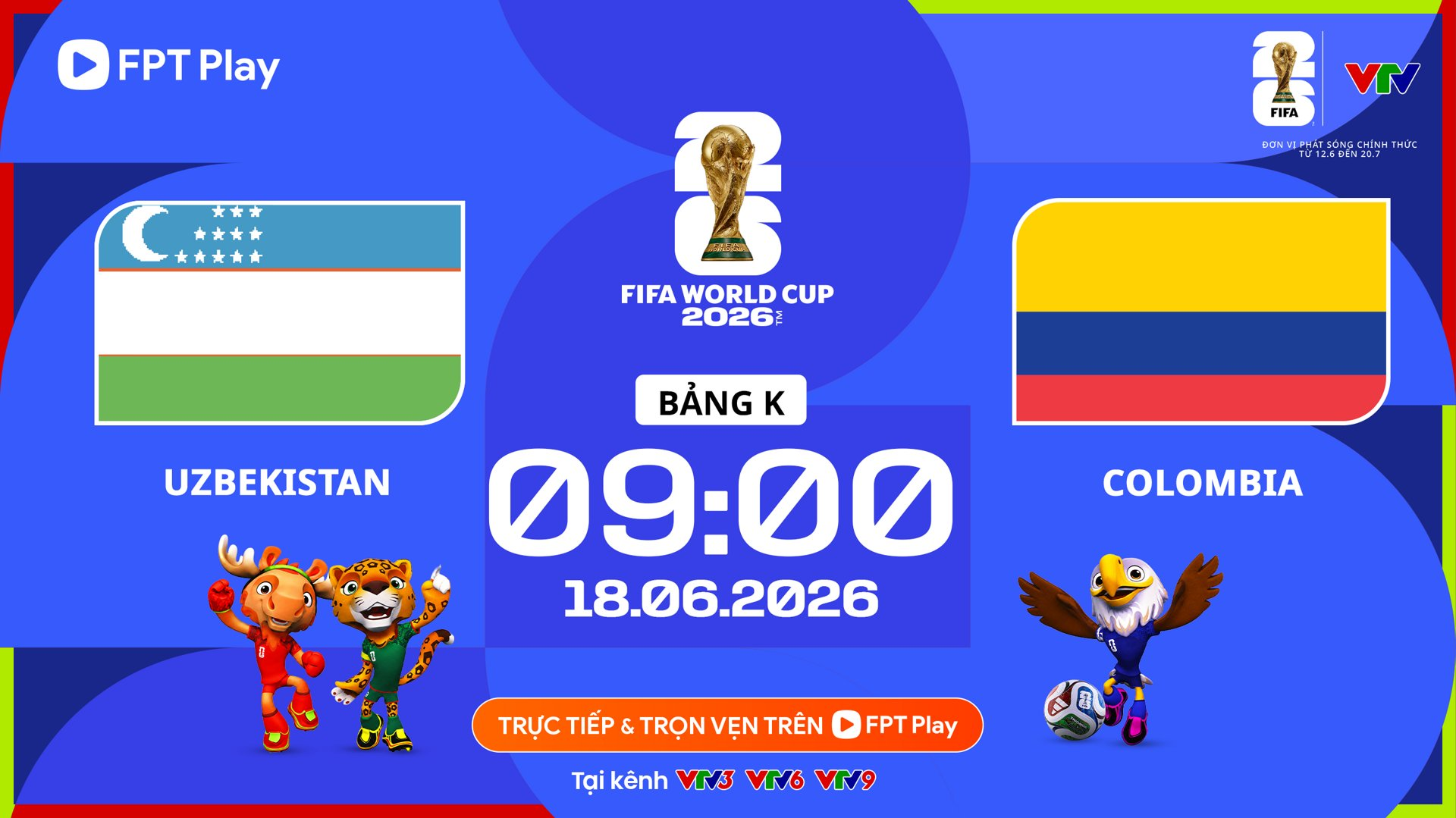 Link xem trực tiếp Uzbekistan và Colombia (bảng K World Cup 2026)